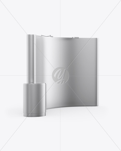 Matte Metallic Spring Pop-up Stand Mockup - Half SIde View