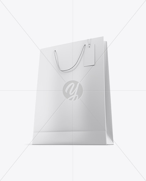 Matte Paper Bag w/ Label Mockup - Half Side View