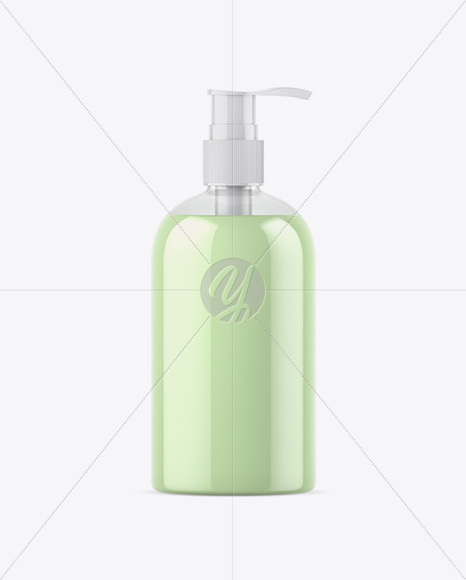 Clear Bottle with Liquid Soap Mockup