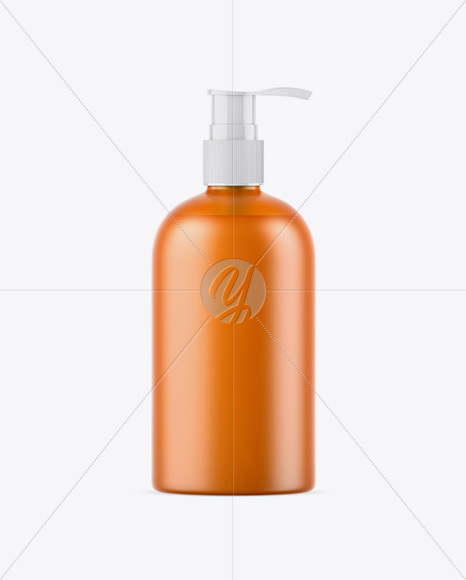 Frosted Orange Bottle with Liquid Soap Mockup Frosted Orange Bottle with Liquid Soap Mockup