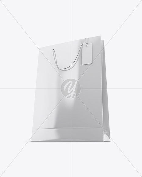 Glossy Paper Bag w/ Label Mockup - Half Side View