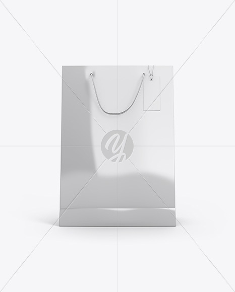 Glossy Paper Bag w/ Label Mockup - Front View