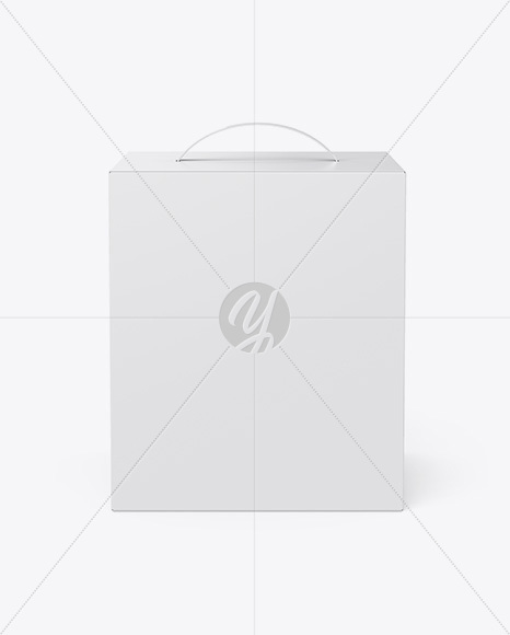 Paper Box Mockup With Handle - Front View (High-Angle Shot)