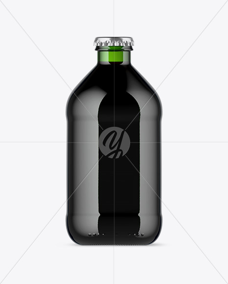 Green Glass Bottle With Stout Beer Mockup