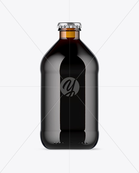 Amber Glass Bottle With Stout Beer Mockup