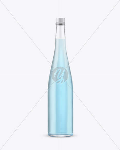 Clear Glass Bottle with Blue Gin Mockup