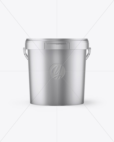 Matte Metallic Paint Bucket Mockup - Front View