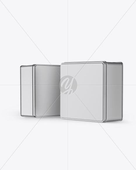 Two Metallic Tin Boxes Mockup