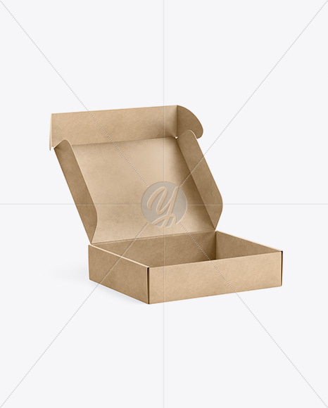 Kraft Opened Box Mockup - Half Side View