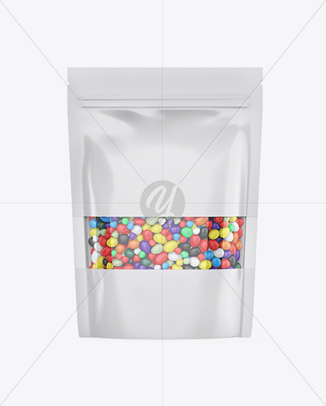 Matte Stand-Up Pouch With Candies Mockup - Front View