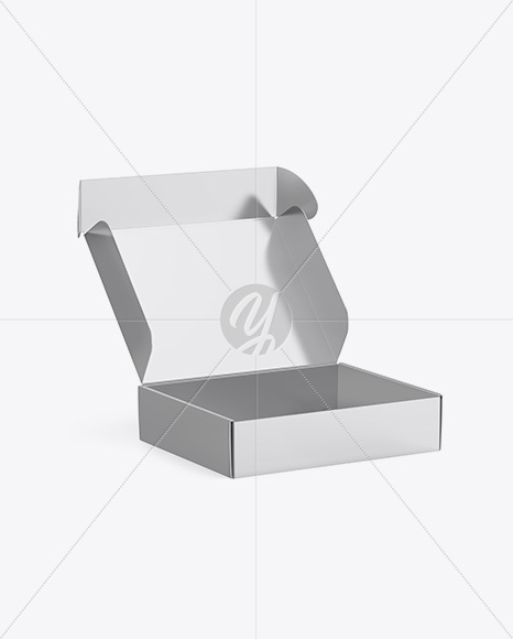 Metallic Opened Box Mockup - Half Side View