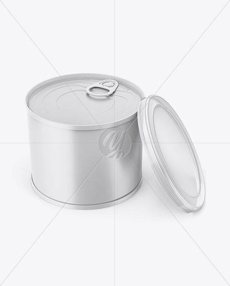 Matte Tin Can with Transparent Cap Mockup - Front View (High Angle Shot)