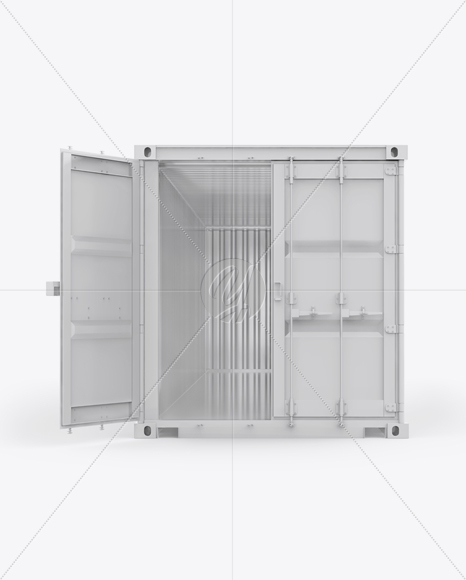 40F Shipping Container with Opened Door Mockup - Front View