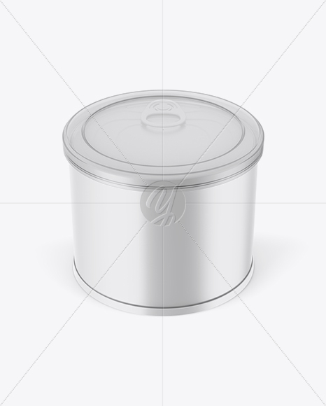 Matte Tin Can with Transparent Cap Mockup - Front View (High Angle Shot)