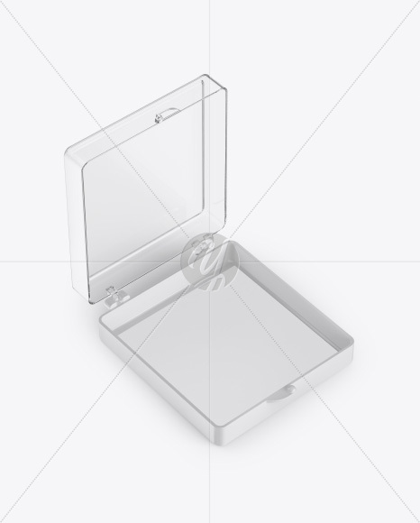 Opened Transparent Box with Lashes Mockup - Half Side View