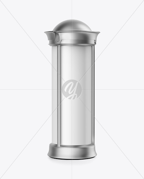 Round Metallic Street Advertising Column Mockup- Half Side View