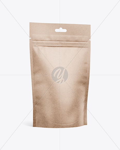 Kraft Stand-Up Pouch w/ Zipper Mockup - Half Side View