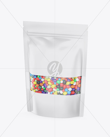 Matte Stand-Up Pouch With Candies Mockup - Half Side View