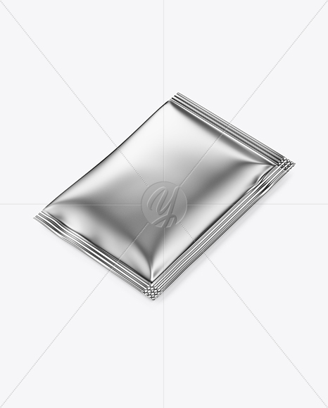 Metallic Sachet Mockup - Half Side View