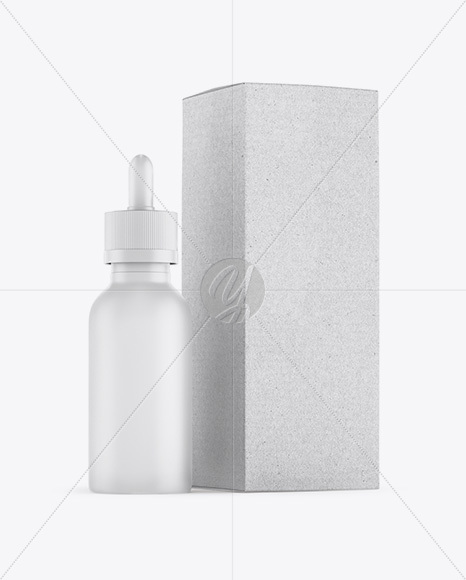 Matte Dropper Bottle W/ Kraft Box Mockup Matte Dropper Bottle W/ Kraft Box Mockup