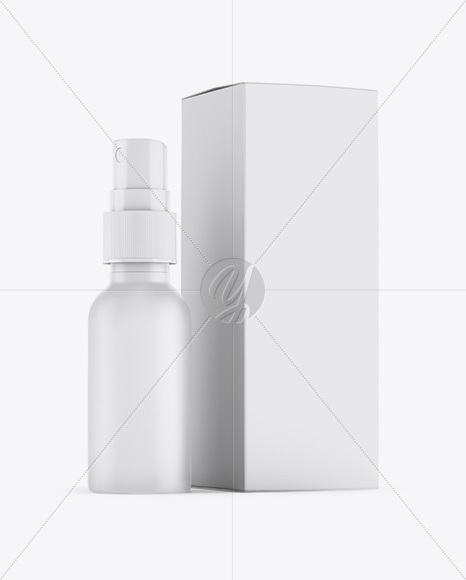 Matte Spray Bottle W/ Matte Paper Box Mockup