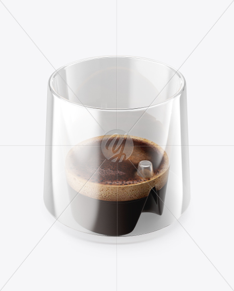 Espresso Doppio Coffee Cup with Cinnamon Mockup - High-Angle Shot &amp; Top View