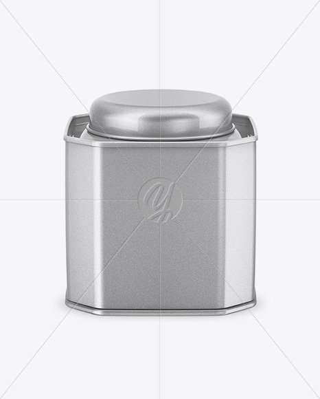 Metallic Octagonal Tin Box Mockup (High-Angle Shot)