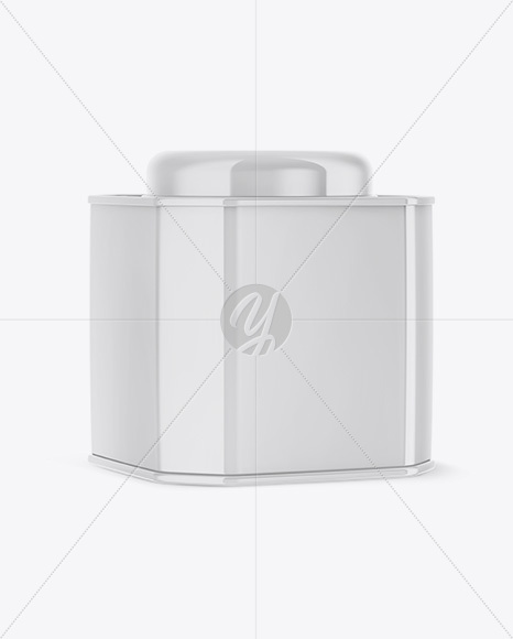 Glossy Octagonal Tin Box Mockup - Half Side View