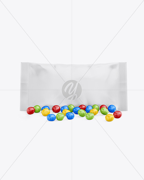 Matte Snack Bag With Candies Mockup - Front View