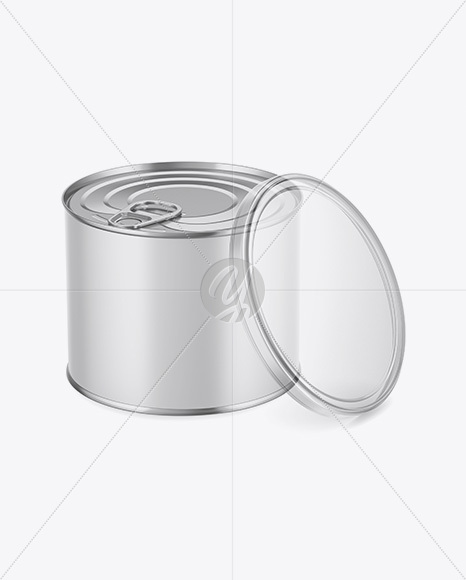 Metallic Tin Can with Transparent Cap Mockup - Front View (High Angle Shot)