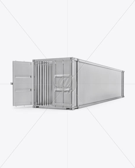 40F Shipping Container with Opened Door Mockup - Halfside View - Free