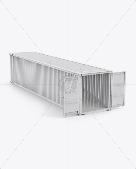 40F Shipping Container with Opened Doors Mockup - Halfside View - Free