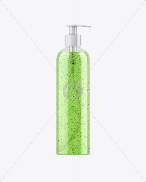 Clear Shower Gel-Scrub Bottle Mockup