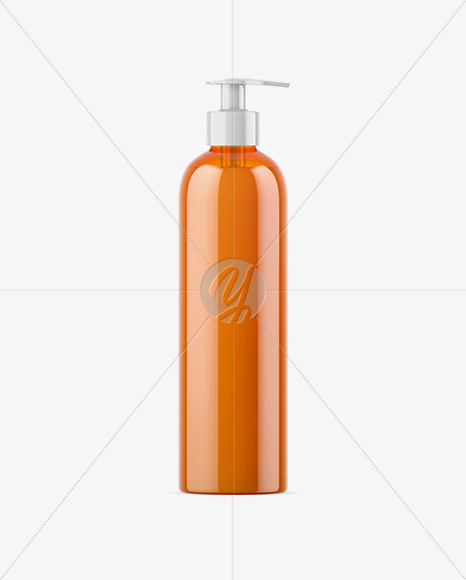 Orange Shower Gel Bottle with Pump Mockup