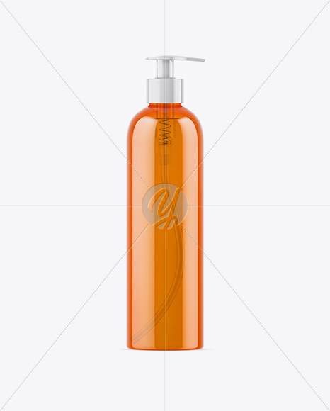 Orange Shower Gel Bottle with Pump Mockup