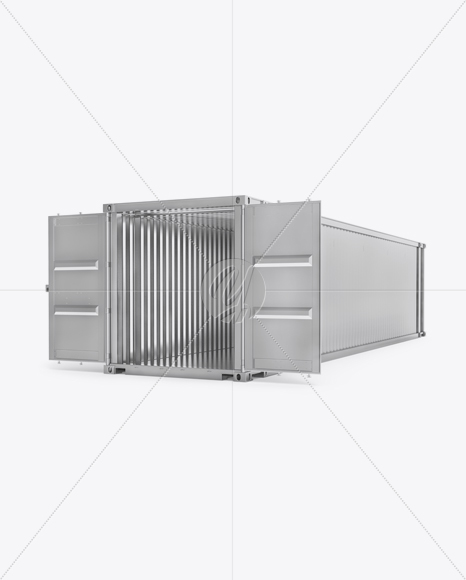 40F Shipping Container with Opened Doors Mockup - Halfside View - Free