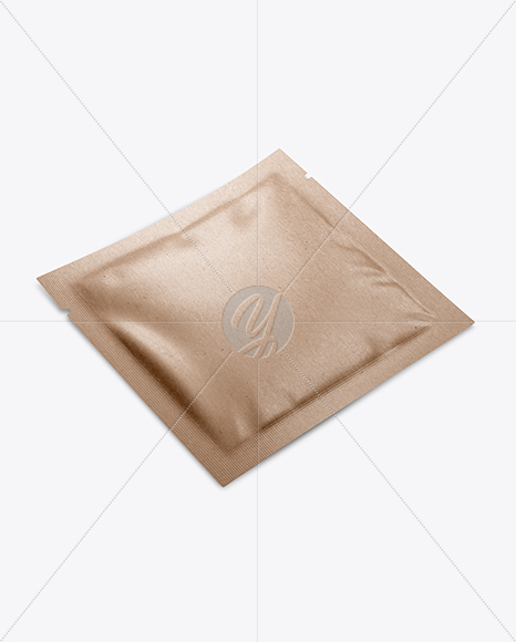 Kraft Wet Wipe Pack Mockup - Half Side View (High Angle Shot) - Free