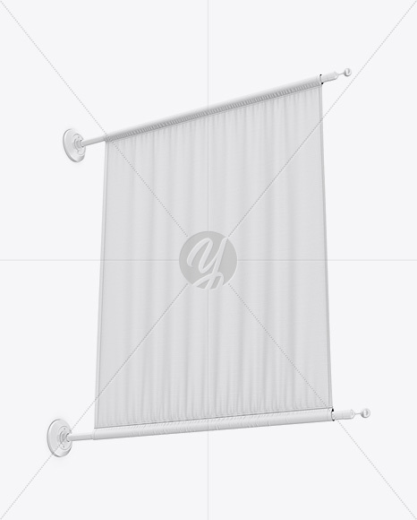 Wall Mounted Banner Mockup - Low-Angle Shot