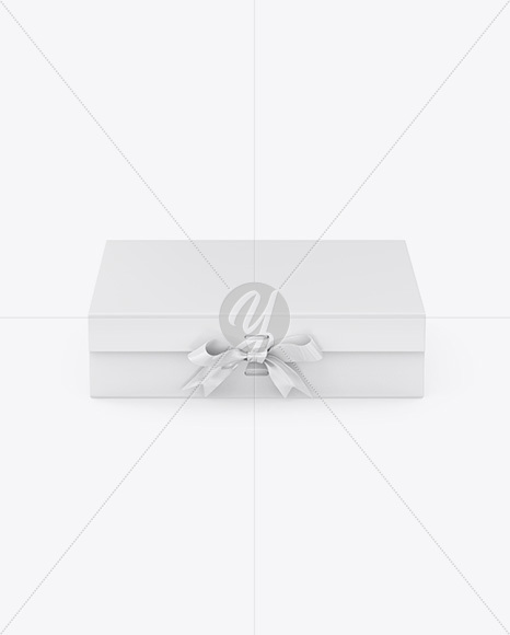 Matte Gift Box With Bow Mockup - Front View (High-Angle Shot)