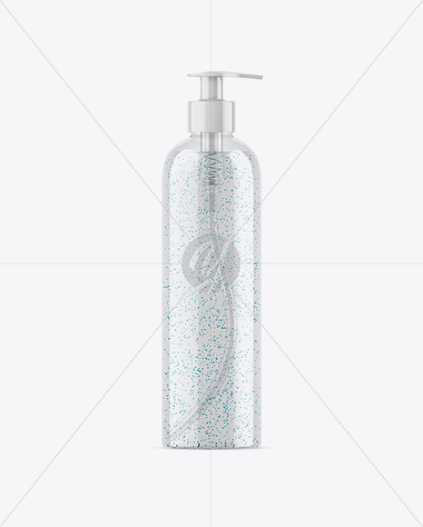 Clear Shower Gel-Scrub Bottle Mockup