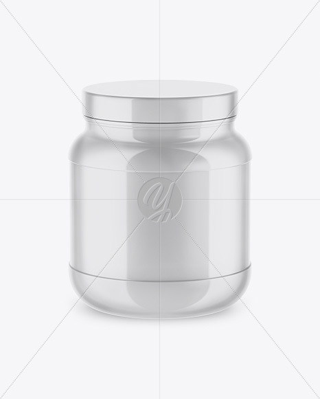 Glossy Protein Jar Mockup - High-Angle Shot