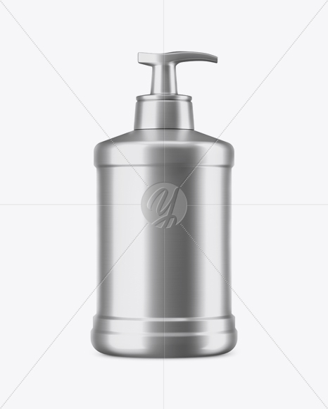 Metallic Cosmetic Bottle with Pump Mockup