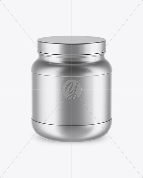 Metallic Protein Jar Mockup - High-Angle Shot