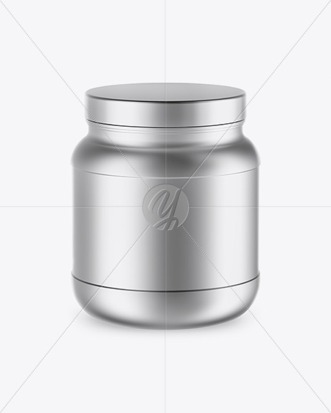 Matte Metallic Protein Jar Mockup - High-Angle Shot Matte Metallic Protein Jar Mockup - High-Angle Shot