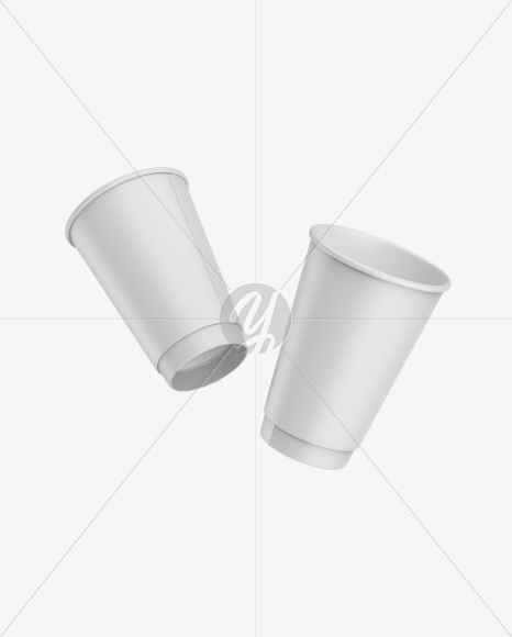 Two Matte Paper Coffee Cups Mockup