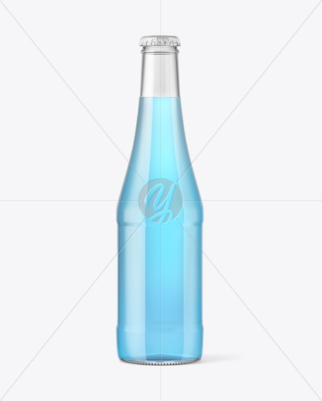 Glass Bottle with Blue Drink Mockup