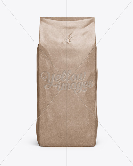 2,5 kg Glossy Kraft Coffee Bag With Valve Mockup - Front View