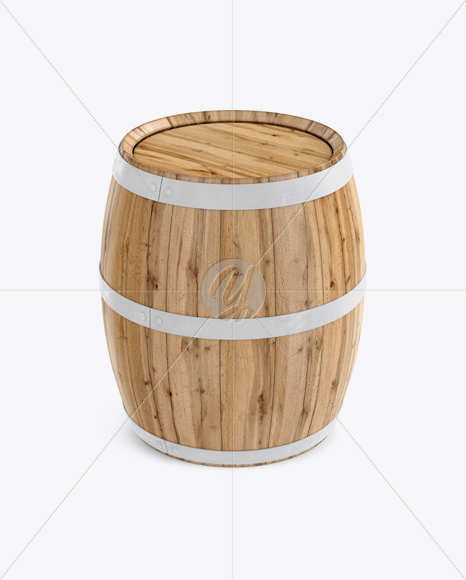 Wooden Barrel Mockup - Front View (High-Angle Shot)