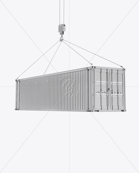 40F Shipping Container with Slings Mockup - Halfside View