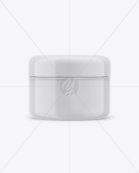 Glossy Plastic Cosmetic Jar Mockup - Front View